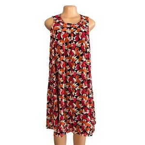 Calvin Klein Printed Inverted Pleat Dress Multicolored